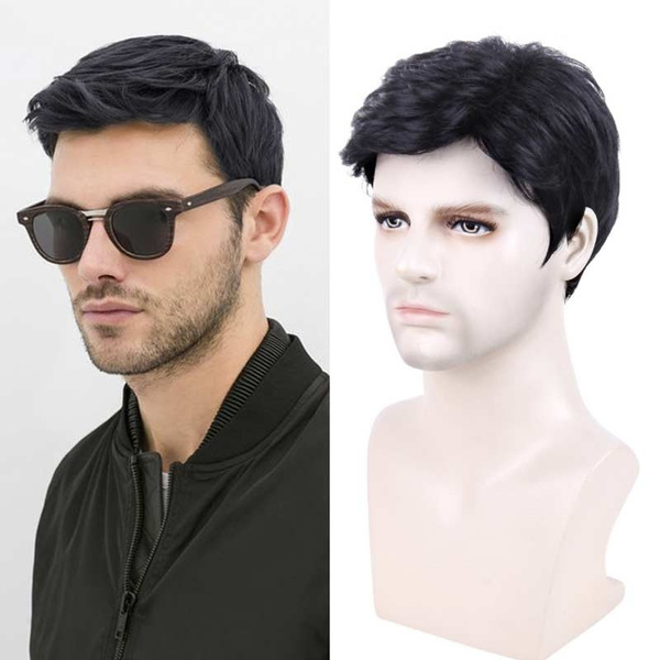 Natural Fake Hair Wig Mens Short Synthetic Male Hair Fleeciness Realistic Wigs for Men