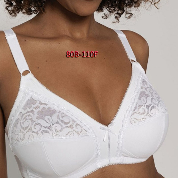 Sexy Ladies Big Size Full Cup Lace Push Up Bra Women Bralette Wireless Bras  Large Cup White Underwear