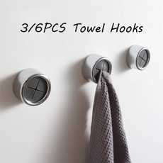3/6PCS Kitchen Towel Hooks Round Self Adhesive Dish Towel Holder Wall Mount Hand Towel Hook