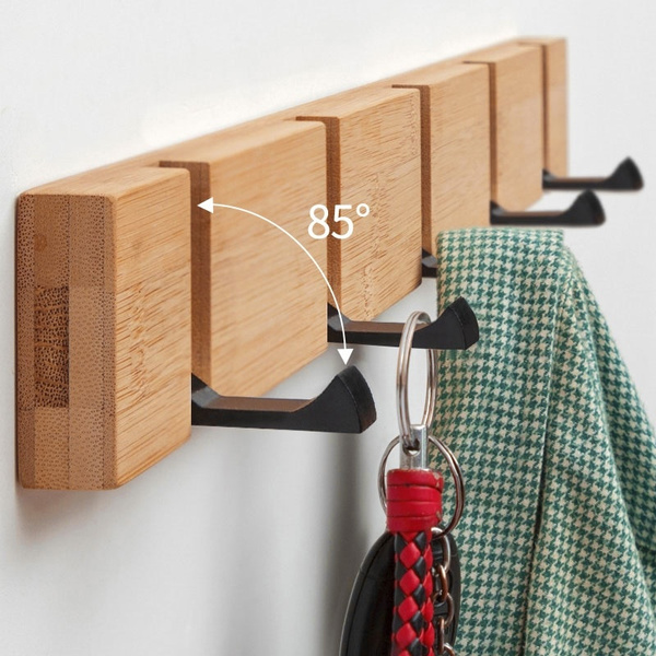 1-6 Hooks Nordic Home Coatrack Nailless Folding Coat Hook Hallway