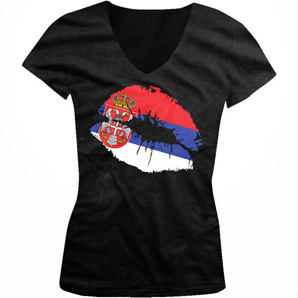 Nationality Serbian Pride Juniors V-neck T-shirt Details about Serbia Country Flag Lips Nationality Serbian Pride Juniors V-neck T-shirt Details about Serbia Country Flag Lips
