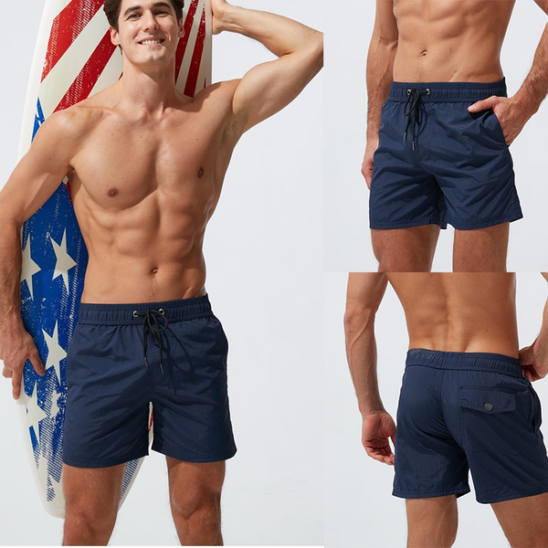 Men's New Fashion Waterproof Quick Dry Rear Pocket Swimming trunks ...