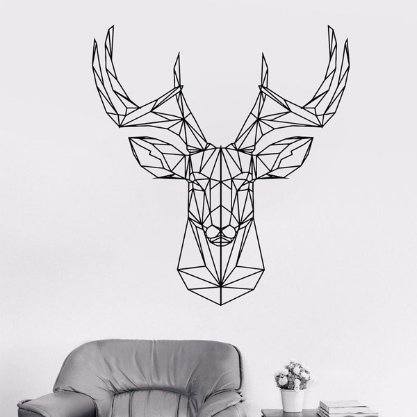 Stag with Antlers Wall Tattoo Wild Animal Forest Hunter Wall Sticker Club Hallway 