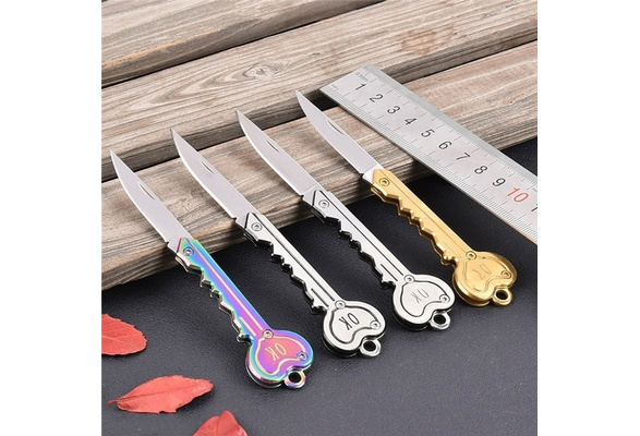 1pc Men's Stainless Steel Folding Fish-shaped Pocket Knife Keychain With  Chain, Multifunctional Edc Outdoor Fruit Knife For Open Boxes & Parcels