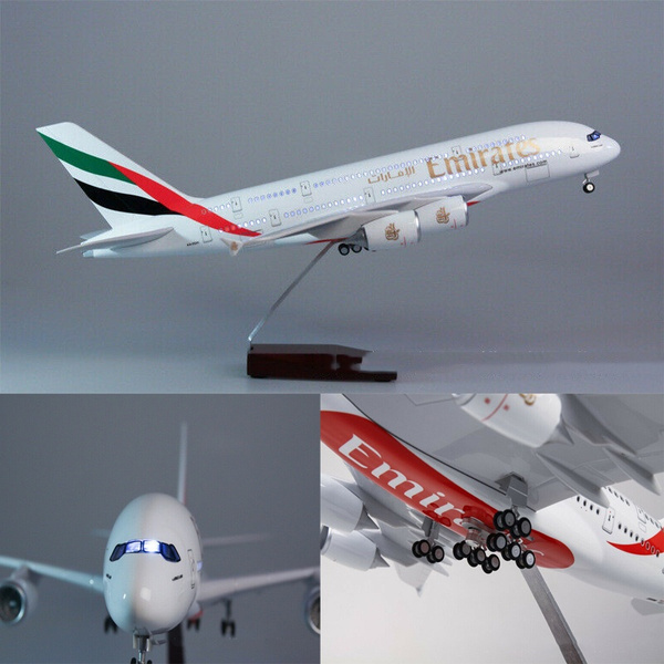 1/160 Emirates Aircraft A380 47cm Long Mini Passenger Aircraft LED ...