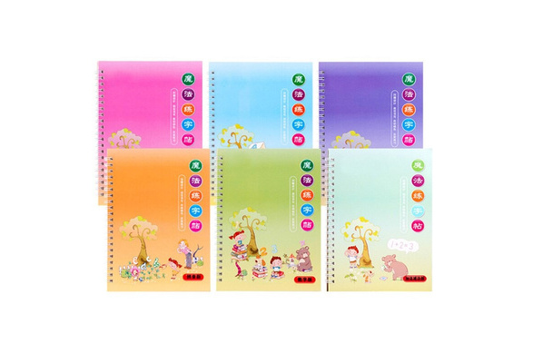 Children Kids Children Practice Copybook Kindergarten Number/Letter/pinyin Magic Groove Magic Copybook 3-8 ages 6 pcs/set