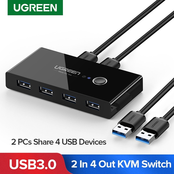 Ugreen USB KVM Switch Box USB 2.0 Switcher Port PCs Sharing 4 Devices for Keyboard Mouse Printer Monitor Switch | Wish