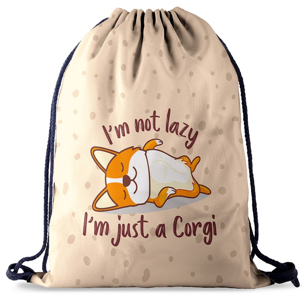 Lazy Corgi Cute Fashion Printing Drawstring Bags Women Girls