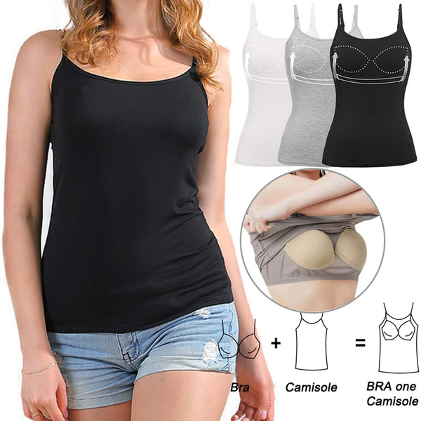 WOMENS TANK TOPS Adjustable Strap Camisole with Built in Padded