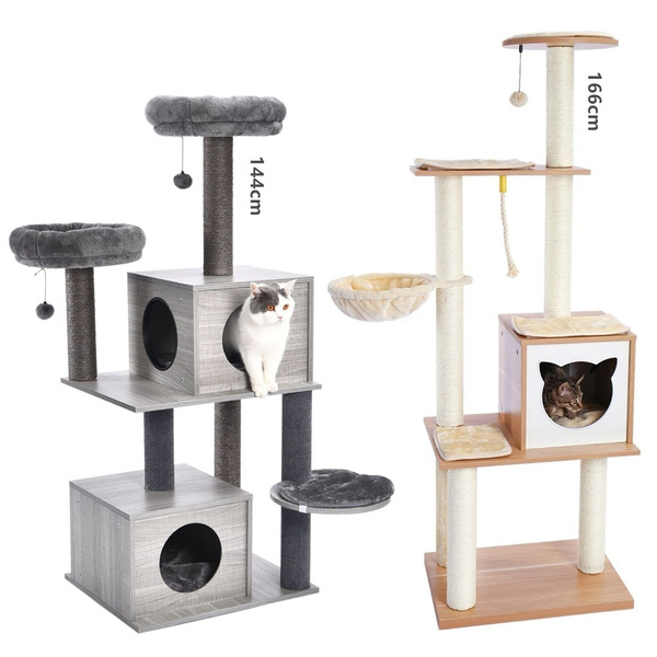 Modern Cat Tree Tower Large Condo Sturdy Scratching Posts Cat Furniture Cat Climbing Frame Kitty Activity Center141cm 166cm Wish