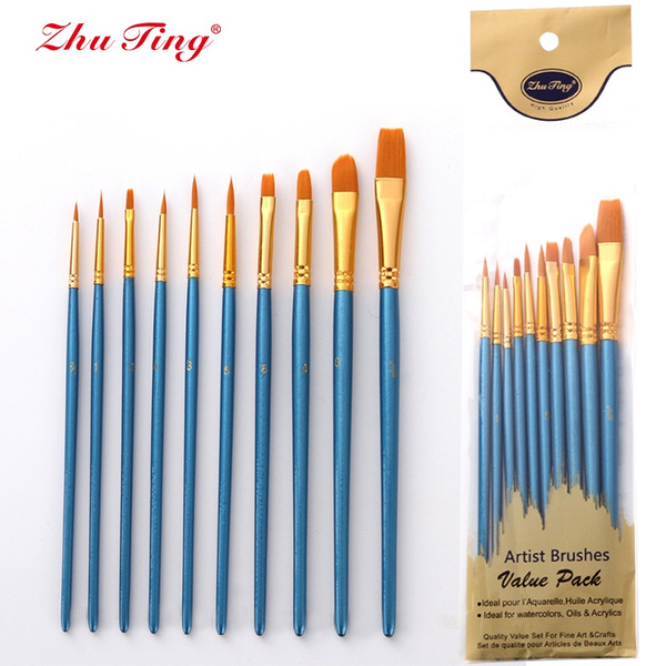 10pcs Round Pointed Nylon Hair Paint Brush Set Fine Tip Miniature  Paintbrushes for Acrylic Watercolor Oil Painting