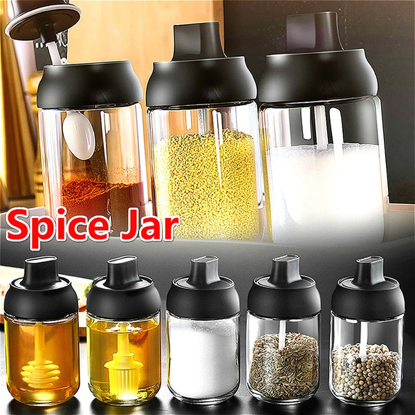 Glass Spice Jars, Moisture Proof Condiment Container With Lid
