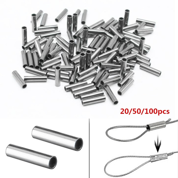 Stainless Steel Copper Alloy Crimp Sleeves Connector Tackle Tools Fishing  Wire Pipe Fishing Line Tube