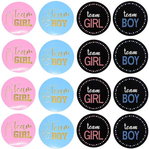 48Pcs Team Girl Team Boy Stickers Boy Or Girl Vote Gift Bag Sticker for  Gender Reveal Party Decoration Baby Shower Supplies