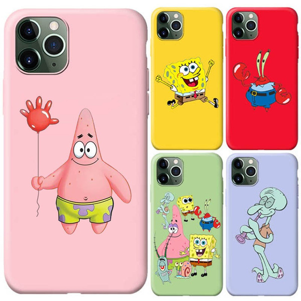 Spongebob Phone Case for iPhone 11 11Pro 11ProMax X Xs Max Xr 8 8Plus 7 7Plus 6 6S Plus Candy Cover for Samsung S20 S20Plus S20Ultra S10 S10E S10Plus