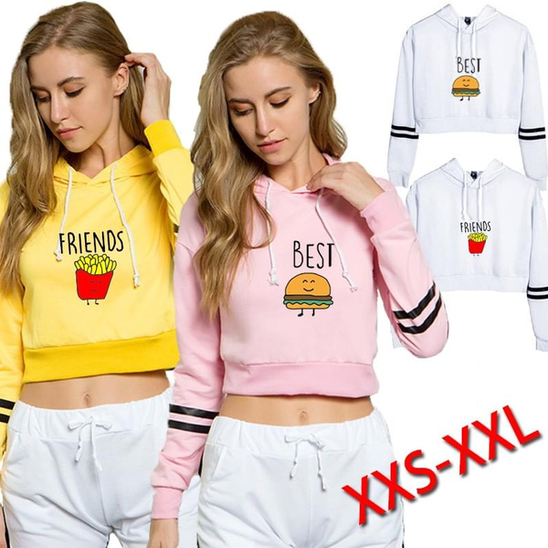 2020 New Fashion Women Best Friends Sexy Summer Hoodies Casual Long Sleeve Crop Top