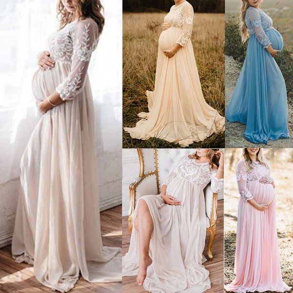 Women Lace Maternity Gown Photography 
