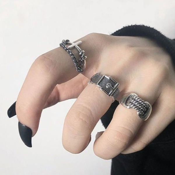 Stainless Steel Cut Out Cross Thumb Ring | Eve's Addiction