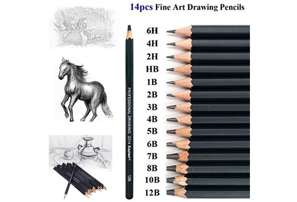 14X Sketch Art Drawing Pencil Set 12B 10B 8B 7B 6B 4B L6C0 3B 4H 2B 1B T6B5 