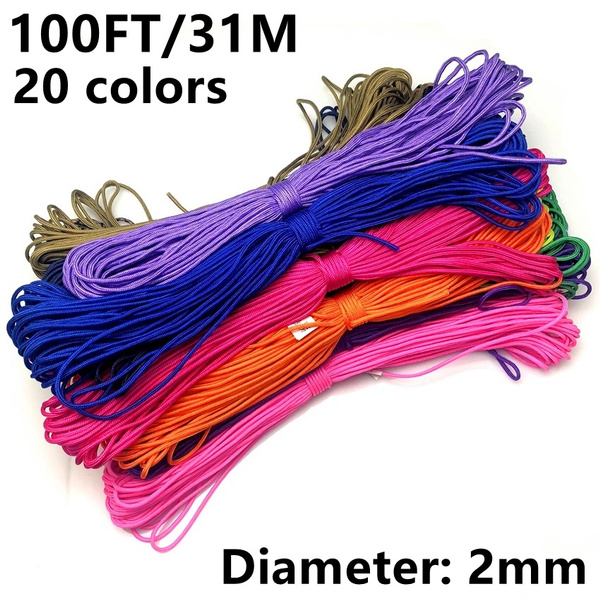 100FT/31M 2mm Core Paracord Micro Cord Parachute Cord Tent Lanyard Survival  Rope