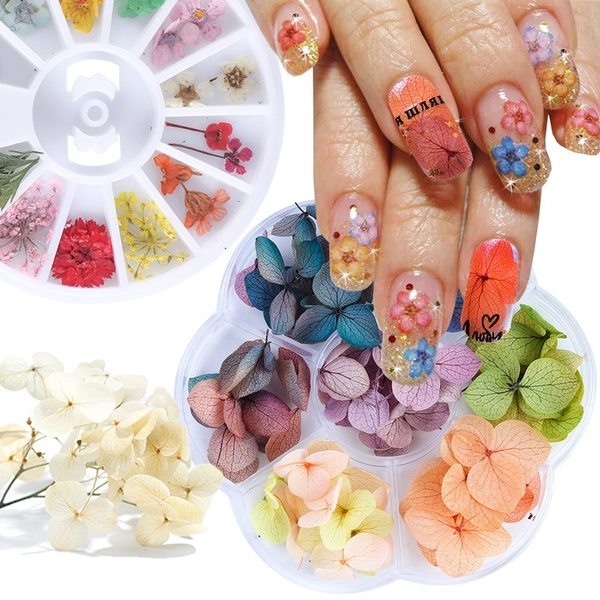Dried Flowers Nail Decorations, Dried Flowers Nail Design