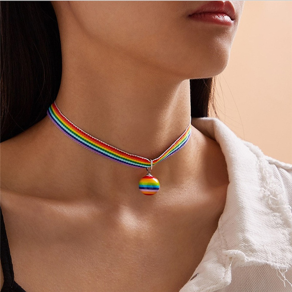 NELSON colorful jewelry rainbow cute choker | pride choker pride necklace pride pride month rainbow choker cute necklace