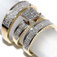 18 k, Engagement Wedding Ring Set, zirconring, Gifts