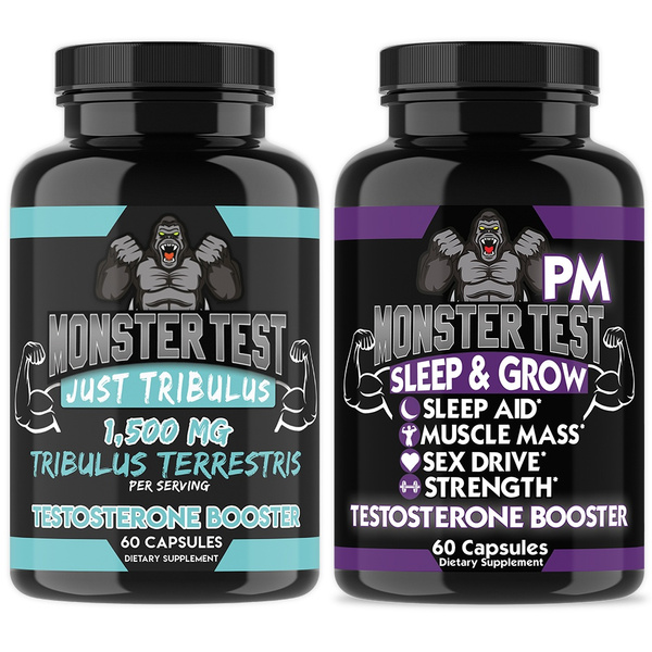 Monster Test Mens Just Tribulus + Monster PM Sleep Aid Testosterone