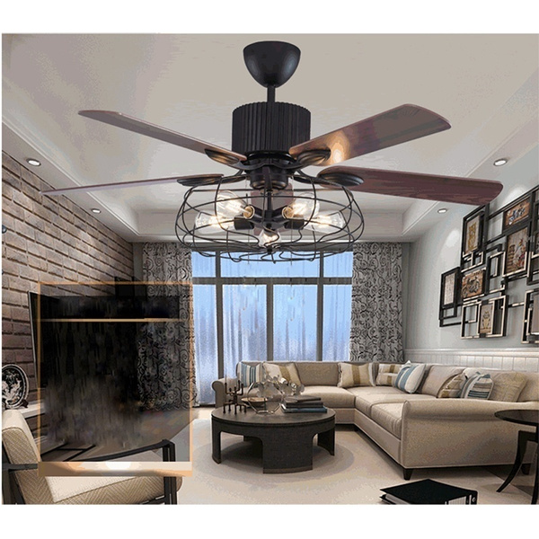 52 Inch Industrial Cage Ceiling Fan 5, Industrial Cage Ceiling Fan With Light