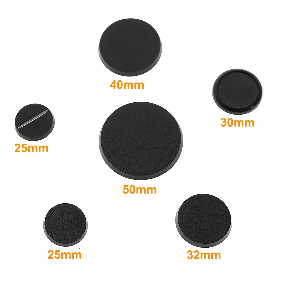 Twenty 20 50mm Lipped Round Bases for Wargaming Roleplaying Black Plastic NEW