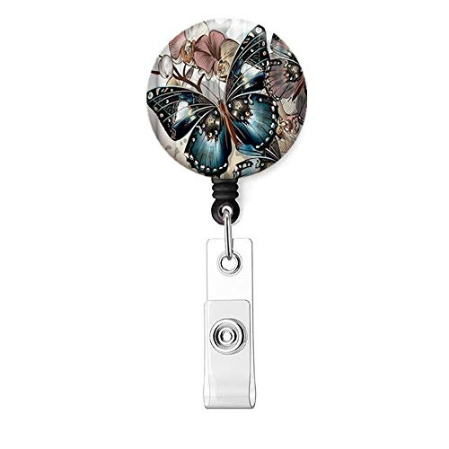 Women Fashion Vintage Butterfly Badge Reel Retractable Badge