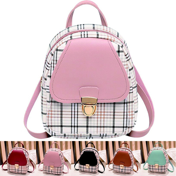 Multifunctional Mini Women's Backpack 2022 Spring New Contrast Color Plaid  Small Shoulder Bag Suitable For Teenage Schoolgirls