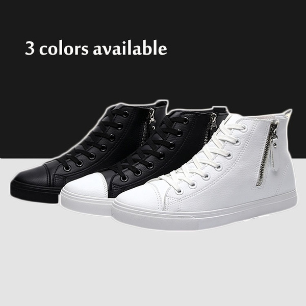 2020 New Sneakers Mid-to-high Fashion Men's Shoes Microfiber Leather ...