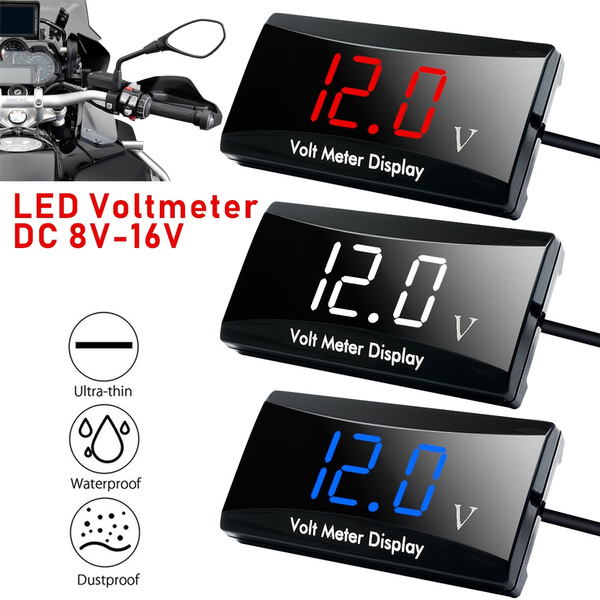 Mini 12V LED Waterproof Display Voltmeter For Car Voltage Gauge Panel Meter New