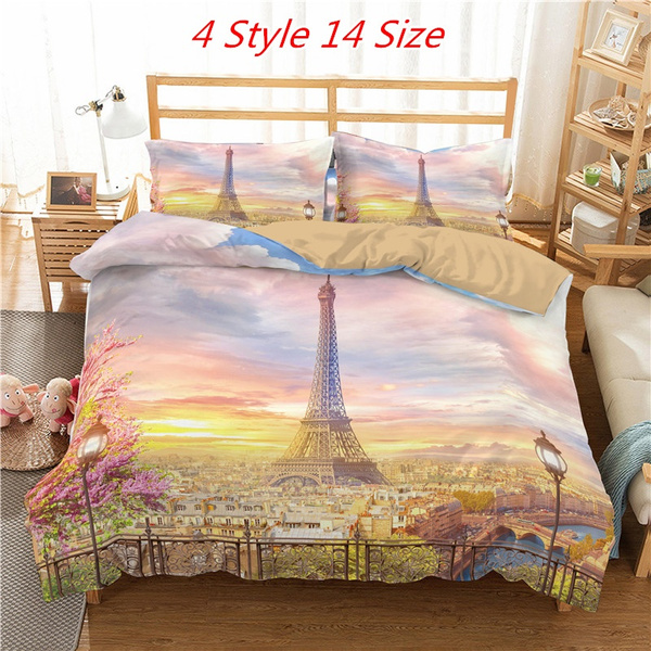 Paris Tower Bedding Set Duvet Cover, American Queen Size Bed To Uk