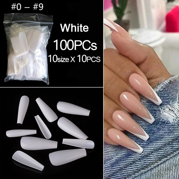 100pcs/bag French Nail Tips Ballerina False Nails Ballet Shape Coffin Fake Nails Manicture Art Tips 10 Sizes | Wish