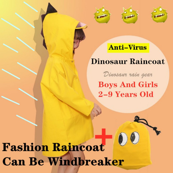 Girls dinosaur raincoat hot sale