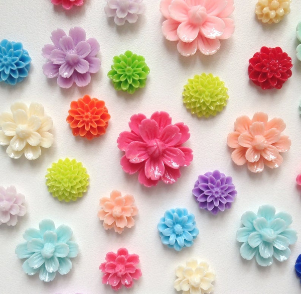Cute Magnets, Assorted resin flower magnets, Set of 15 fridge magnets ...