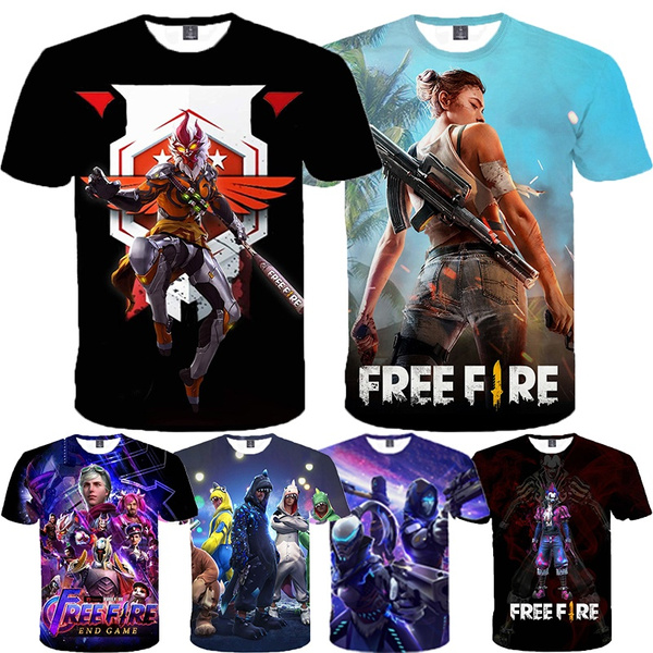 Summer New Free Fire 3d Printing Game T shirt Hip hop Shirt Men T shirt Cool T shirt