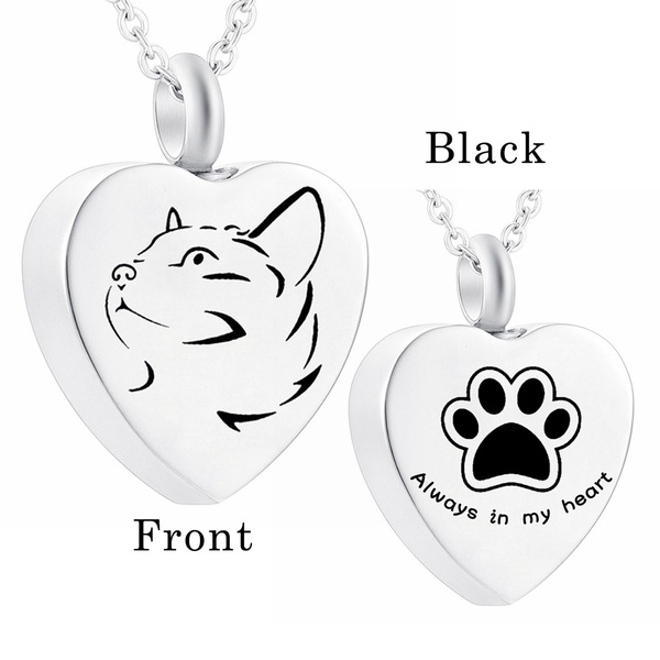 misyou Charms Urn Necklace for Ashes Dog Paw Prints Heart Necklace Stainless Steel Birthstone Keepsake Memorial Pet Cremation Jewelry 