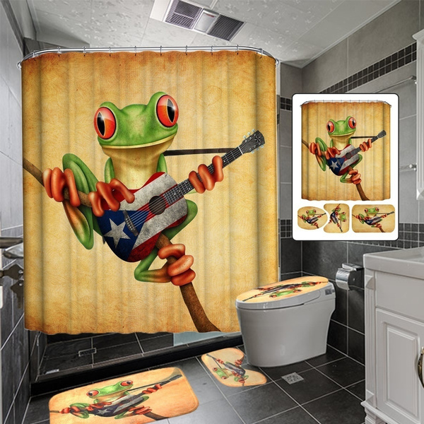 Frog Playing Guitar Bathroom Decor, Frog Playing Guitar Bathroom Set