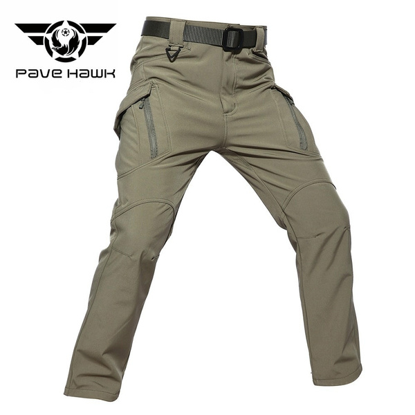 Winter Thick Fleece Warm Stretch Causal Pants Men Military