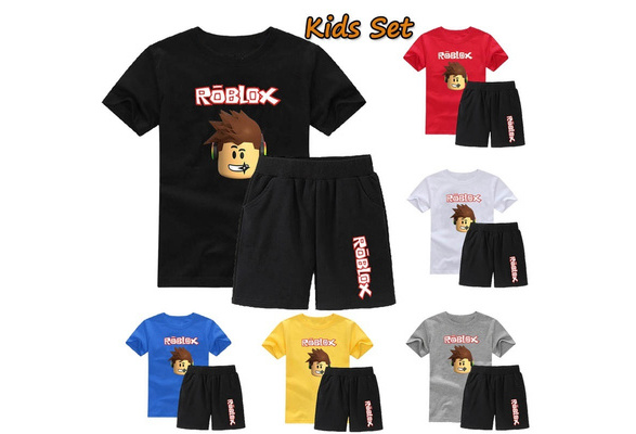 Roblox Kids T Shirt Suit Short Sleeve Shirt Pant 2 Pieces Set Boys And Girls Clothing Wish - rolex roblox