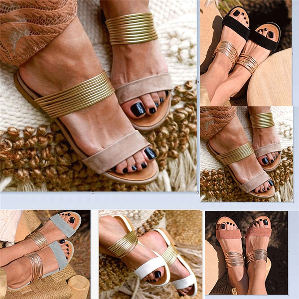 Summer 2020 New Flat-bottomed Sandal Burst Sand Non-slip Women's Shoes Size  34-43 Slippers | Wish