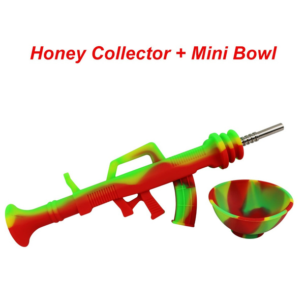 Honey Dab Collector Silicone Straw Smoking Pipe Hookah Pipes Dab Rig  Silicone Pipe Tube For Smoking With 10mm Titanium Nail