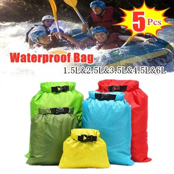 5 PCS Waterproof Bag Set Storage Roll Top Dry Bag Set for Skating