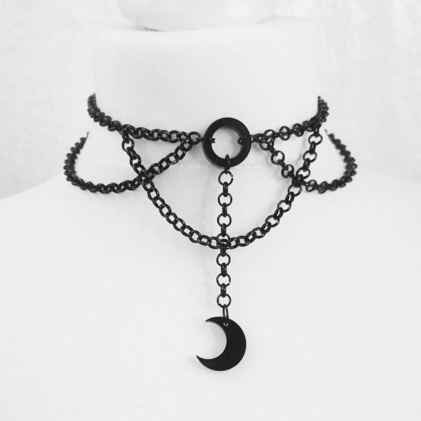 Moon Gothic Chains O Ring Choker Wish Moon Gothic Chains O Ring Choker Wish