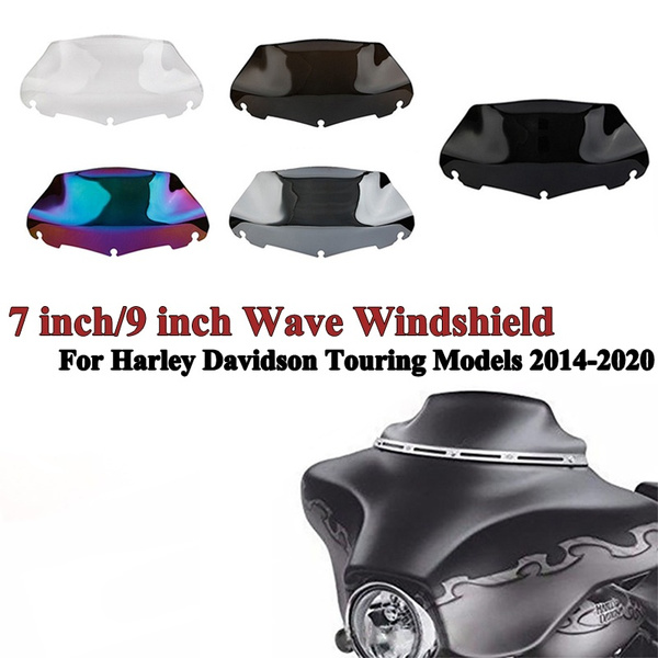 Jade Smoked Dark 9 Wave Windshield Windscreen For Harley FLHT FLHTC FLHX Touring 2014-2017 