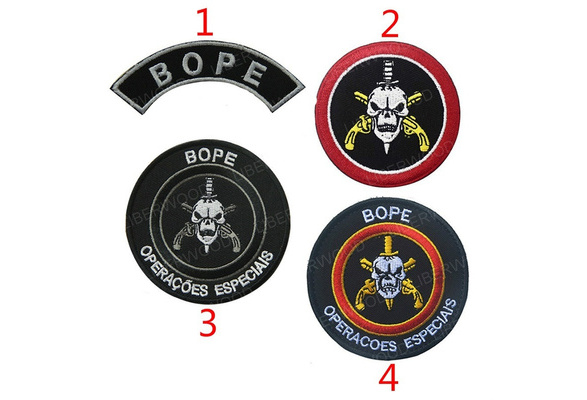 2 BOPE BLACK IRON ON POLICE BRAZIL PATCH ELITE SQUAD SPECIAL OPERATIONS NO SWAT 