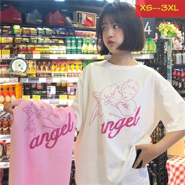 Angel Koko 90s Pink Aesthetic T-Shirt Women Tumblr Fashion Casual